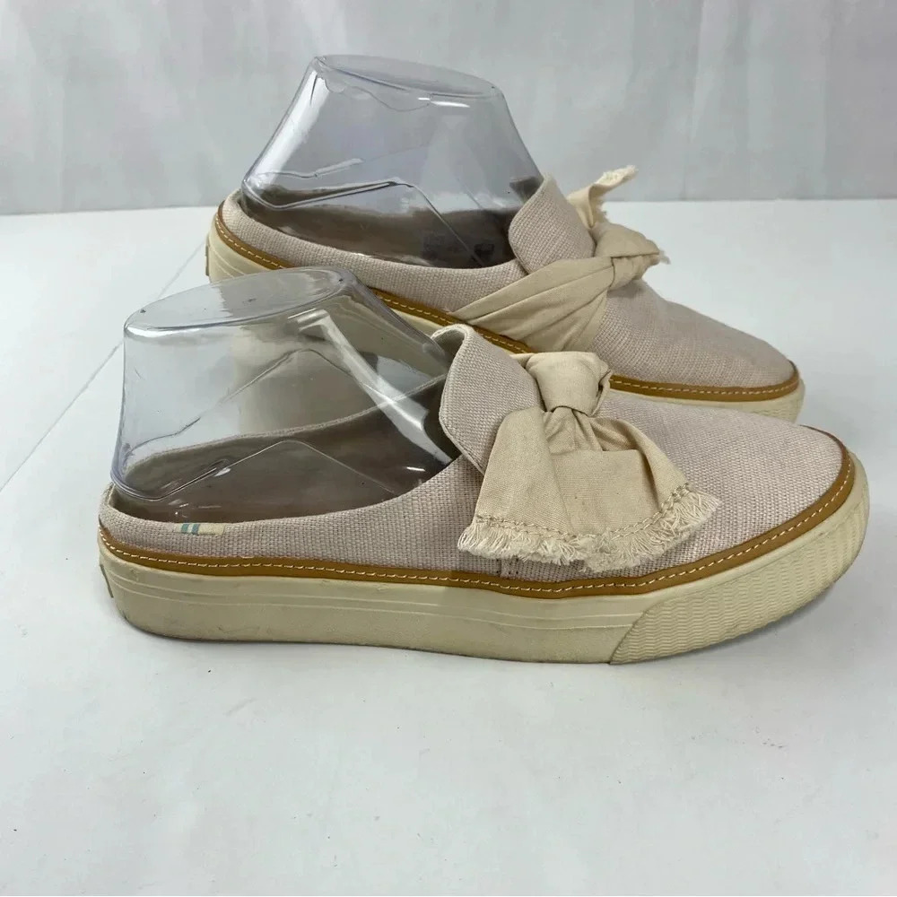 Toms Womens 7 Nature Heritage Tan Beige Canvas Slip On Flats Casual
